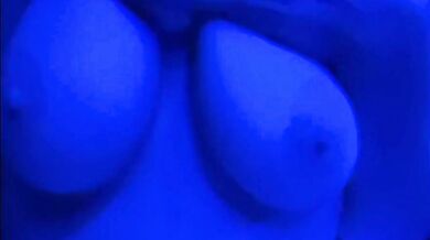 Titty Play Topless In Blue Light, POV Chest