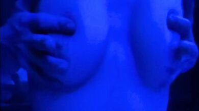 Titty Play Topless In Blue Light, POV Chest