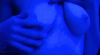 Titty Play Topless In Blue Light, POV Chest