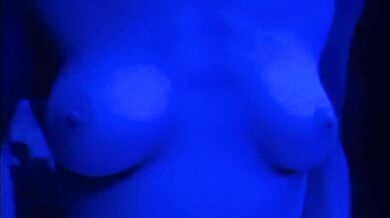 Titty Play Topless In Blue Light, POV Chest