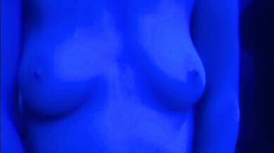 Titty Play Topless In Blue Light, POV Chest
