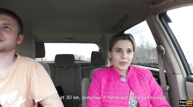 Blowjob while Driving and Creampie in Car for the Trip
