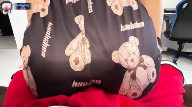 I humped my stepbrother's cock with my big Ass in cute Pajamas until he cumshot on it