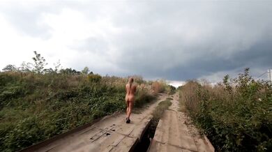 Naked walking on a broken bridge