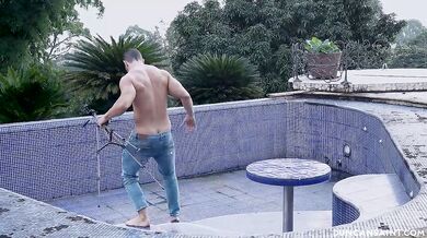 Giant ass girl caught me in her pool