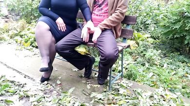 Sexy curvy mother-in-law helped me cum in a public park