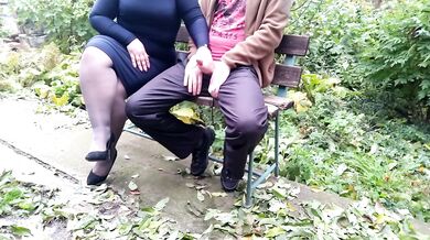 Sexy curvy mother-in-law helped me cum in a public park
