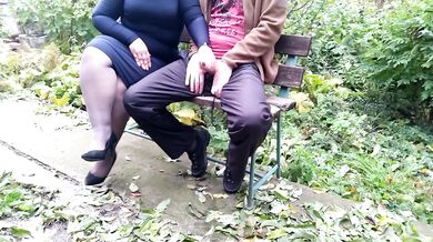 Sexy curvy mother-in-law helped me cum in a public park