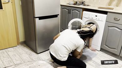 FUCKED THE MAID WHILE SHE WAS STUCK IN THE WASHING MACHINE