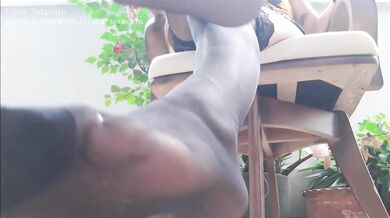 Tiny Footboy Under My Huge Soles POV - Black Nylons & Barefoot Giantess Fetish - Liana Serpenta