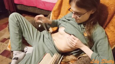 Cute teen girl masturbates while her parents are in the next room