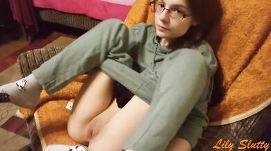Cute teen girl masturbates while her parents are in the next room
