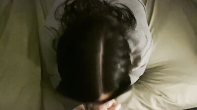 Cutie gets a mouth of cum before bed