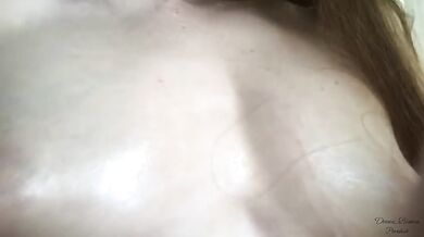 Perfect boobs shaking with scented moisturizing oil, Boobs fetish # hard nipples