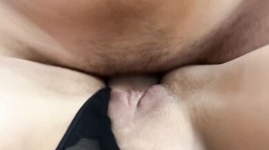 Real close-up POV creampie of Russian MILF with shaved pussy
