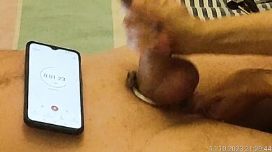 Experiment. How fast will he be able to cum? Day four- four minutes...