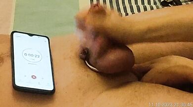 Experiment. How fast will he be able to cum? Day four- four minutes...