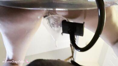 Funneling creamy white girl loads and squirt onto my toilet slave's face