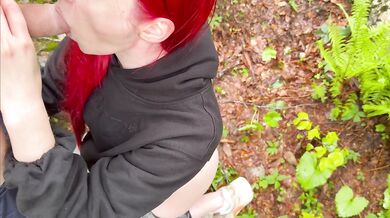 Sucked a friend's dick while walking in the woods | Sucking dick in nature