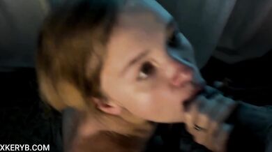 Roughly fucked in the mouth busty sexy taut girl and cum on her face and tits