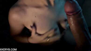 Roughly fucked in the mouth busty sexy taut girl and cum on her face and tits