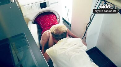 Step Mom Stuck in Washer Gets Naughty Help from Step Son