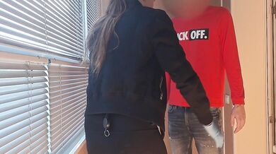 This bitch from the airport security was fucking around a lot, so I fucked her mouth and pussy rough