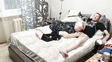evening blowjob from mother-in-law and cum swallowing