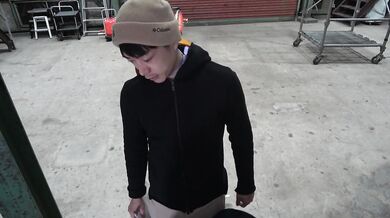 stepsister helping in a warehouse taking a hot break in the office