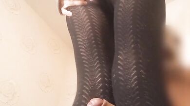 Neighbor’s pregnant caring wife in pantyhose pleasures me with her thighs