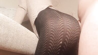Neighbor’s pregnant caring wife in pantyhose pleasures me with her thighs