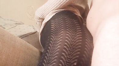 Neighbor’s pregnant caring wife in pantyhose pleasures me with her thighs