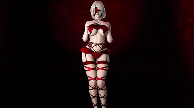 Cosplay 2B Dances for You and Excites You in a Sexy Christmas Costume