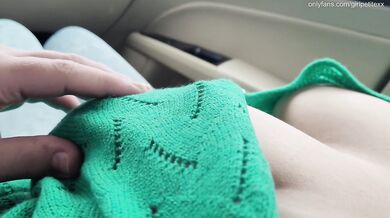 Cute Stepsister Teasing with Her Big Boobs and Hard Nipples in the Car