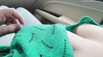 Cute Stepsister Teasing with Her Big Boobs and Hard Nipples in the Car