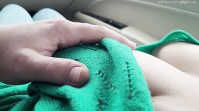 Cute Stepsister Teasing with Her Big Boobs and Hard Nipples in the Car