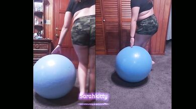 Pregnant Latina Does Yoga ball Workout In Boss's Office