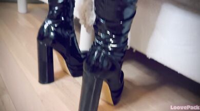 Intense handjob with anal beads in his ass