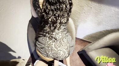 My girlfriend wears heels and touches herself in front of the camera