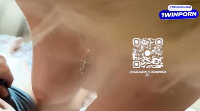 My wife asked me to cum on her breasts while he jerked off his clit