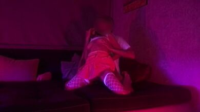 Barely legal petite stripper in white fishnets properly fucked and got creampie in tight ass