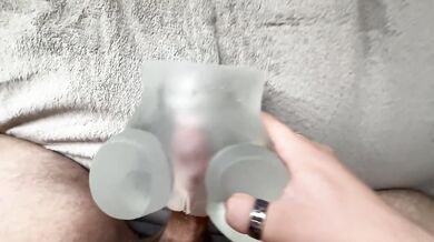 *HUGE CUMSHOT* Rough fucking and draining my cock over my free use toy