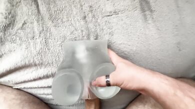 *HUGE CUMSHOT* Rough fucking and draining my cock over my free use toy