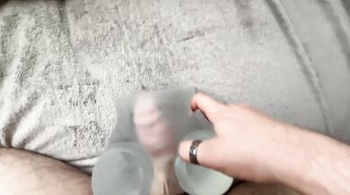 *HUGE CUMSHOT* Rough fucking and draining my cock over my free use toy