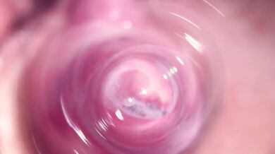 Camera deep inside Mia's teen creamy pussy
