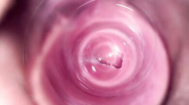Camera deep inside Mia's teen creamy pussy