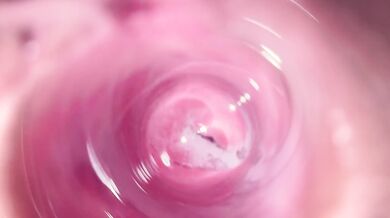 Camera deep inside Mia's teen creamy pussy