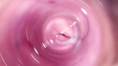 Camera deep inside Mia's teen creamy pussy