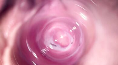Camera deep inside Mia's teen creamy pussy