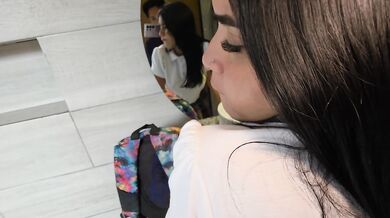 Teacher and his student enter the school bathroom to fuck